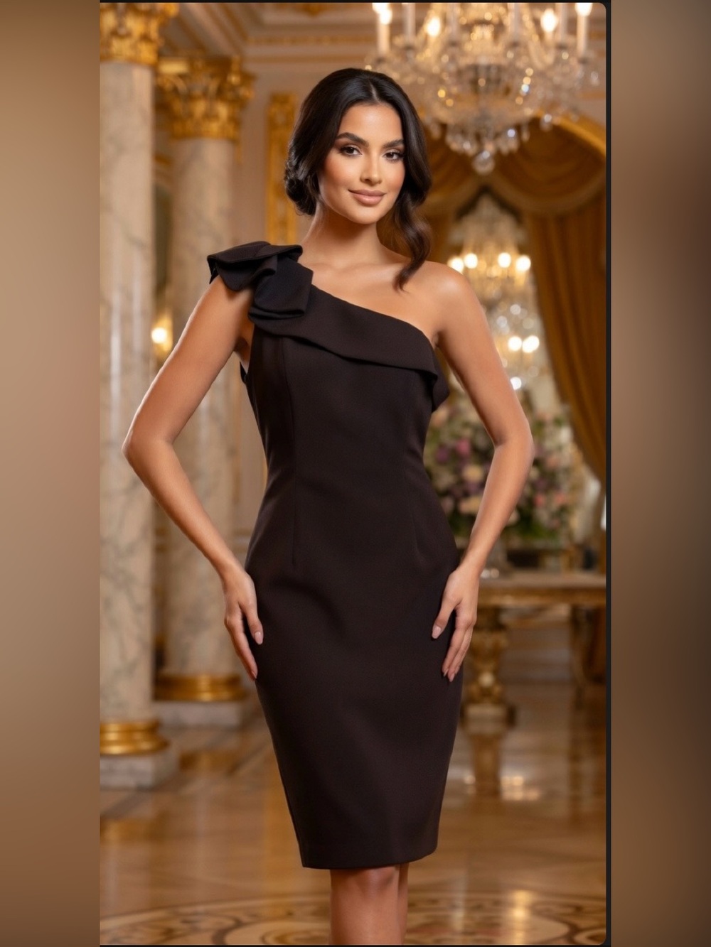 NEW* ✨CARMEN MARK VALVO Chocolate Brown Cocktail Homecoming Dress 4 *NWT $480